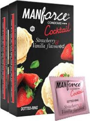 Manforce Strawberry &amp; Vanilla Dotted-Ring Cocktail Condom